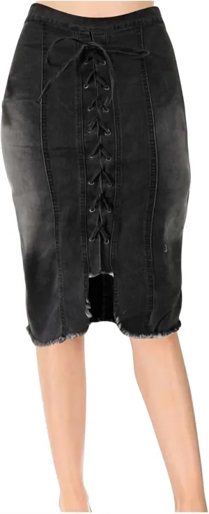 Trendy Skirts for Women Drawstring Lace Up Summer Skirt High Waisted Summer Denim Skirt for Spring Summer
