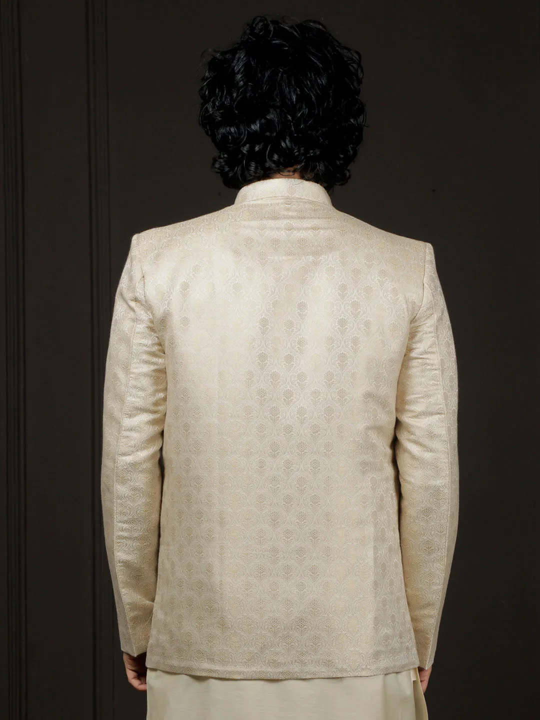 Vastramay Men's Gold Silk Jodhpuri
