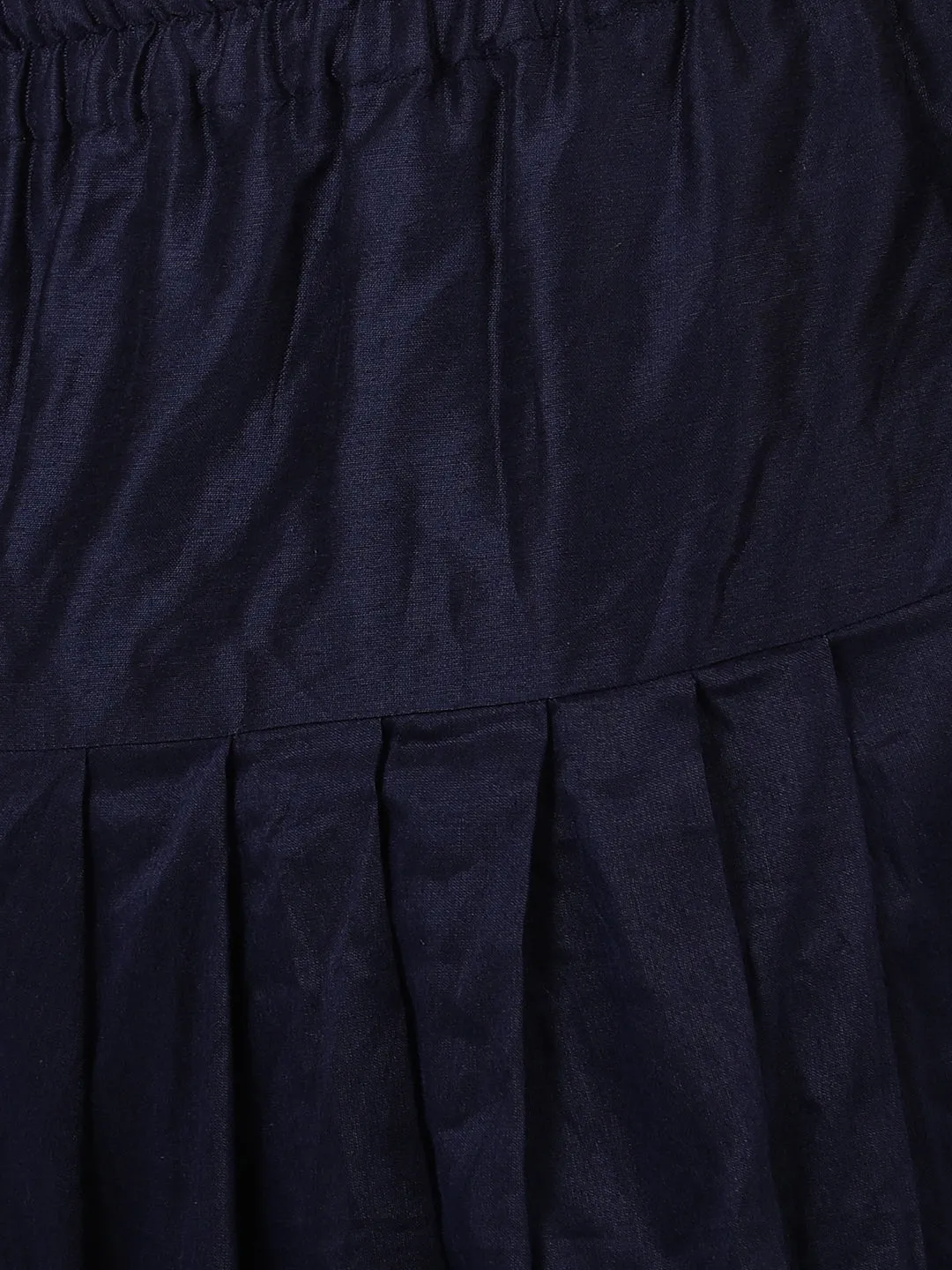 Vastramay Silk Blend Navy Blue and Gold Baap Beta Jacket Dhoti Kurta set