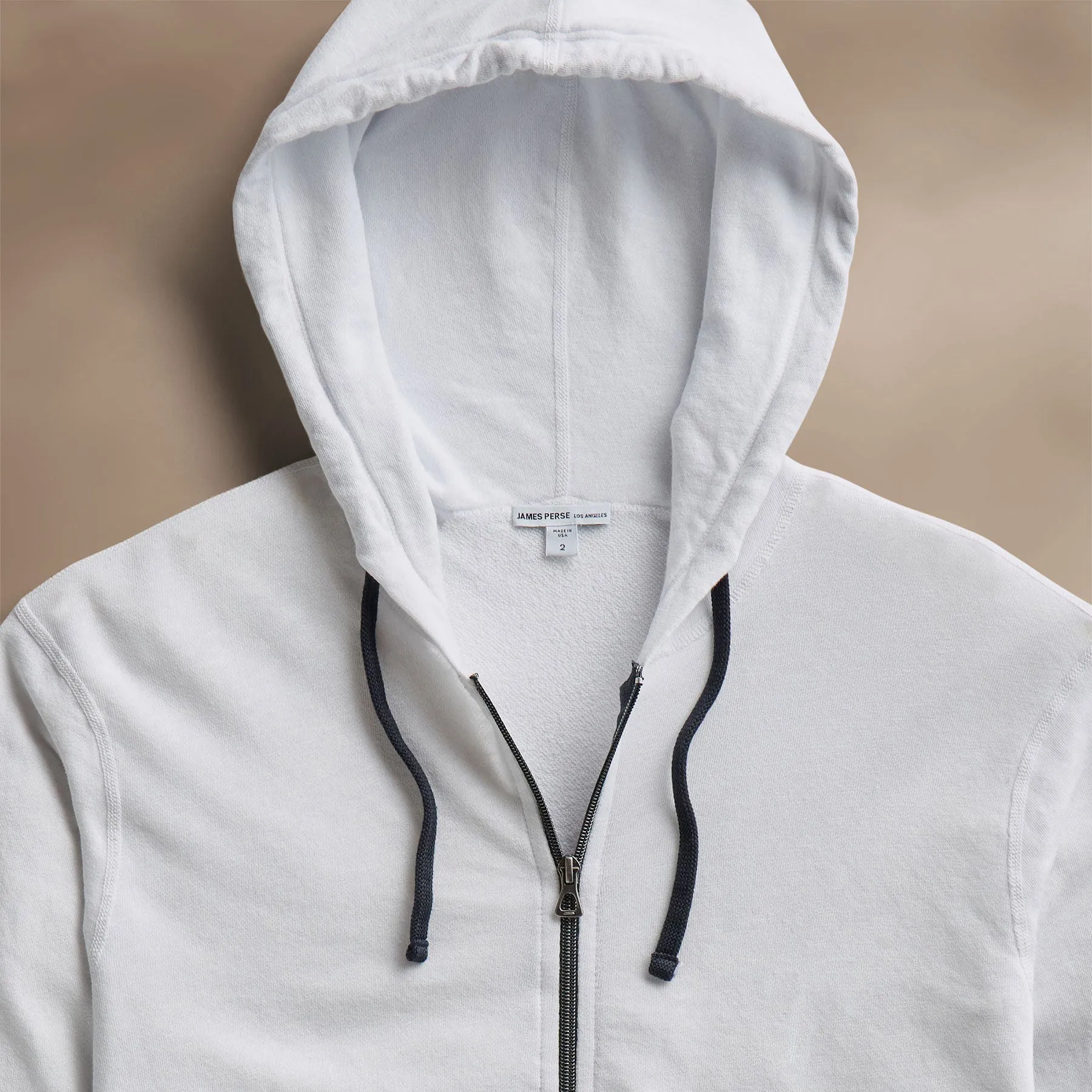 Vintage French Terry Zip Up Hoodie - White