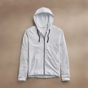 Vintage French Terry Zip Up Hoodie - White