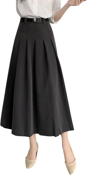 Women Fashion Casual Mid Length Suit Skirt A Line High Waisted Pleated Skirt Daily Costume Half Suit Skirt for