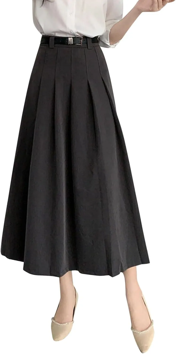 Women Fashion Casual Mid Length Suit Skirt A Line High Waisted Pleated Skirt Daily Costume Half Suit Skirt for