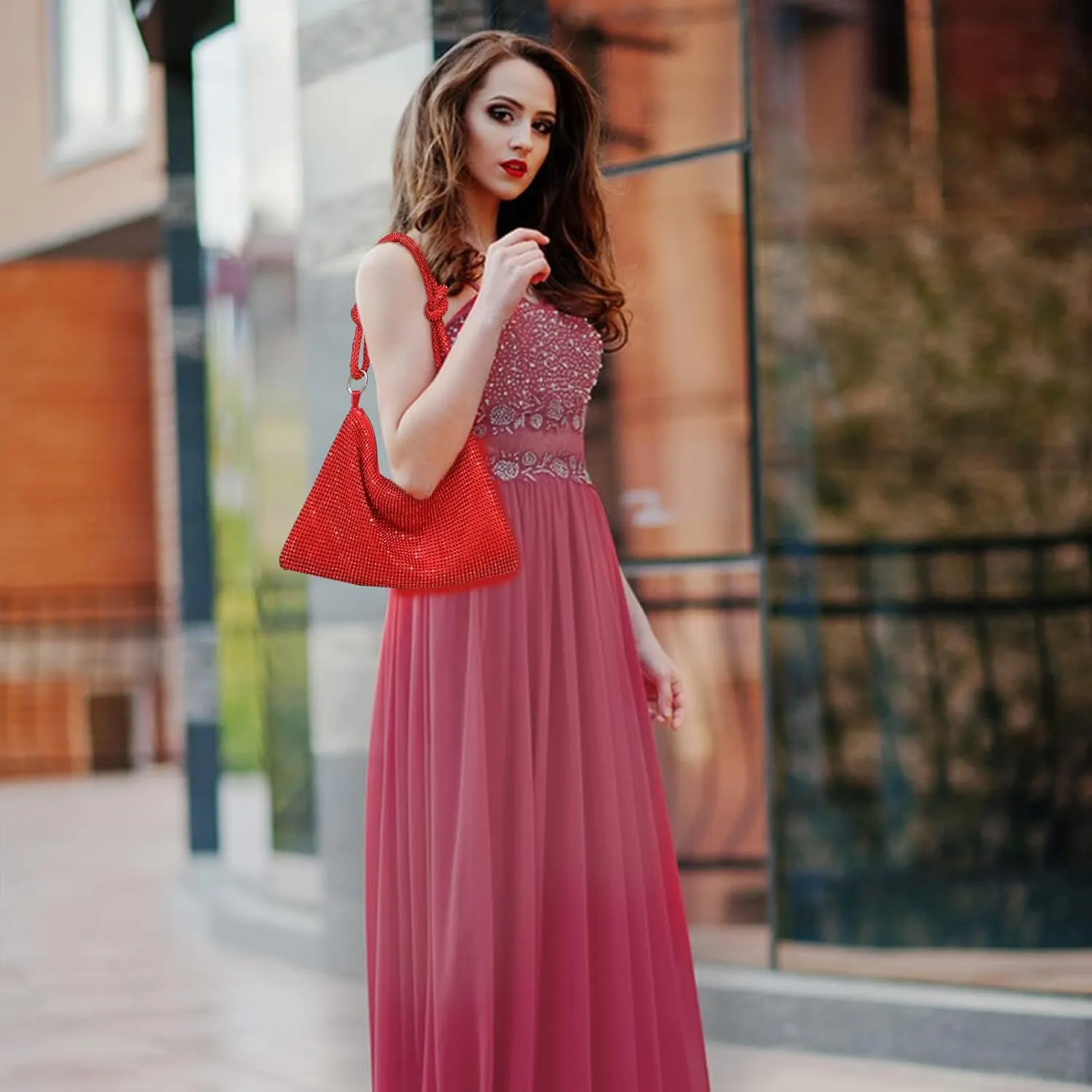 Women Rhinestone Evening Bag Crystal Clutch Bag Glitter Sparkly Handbag Wedding Purse