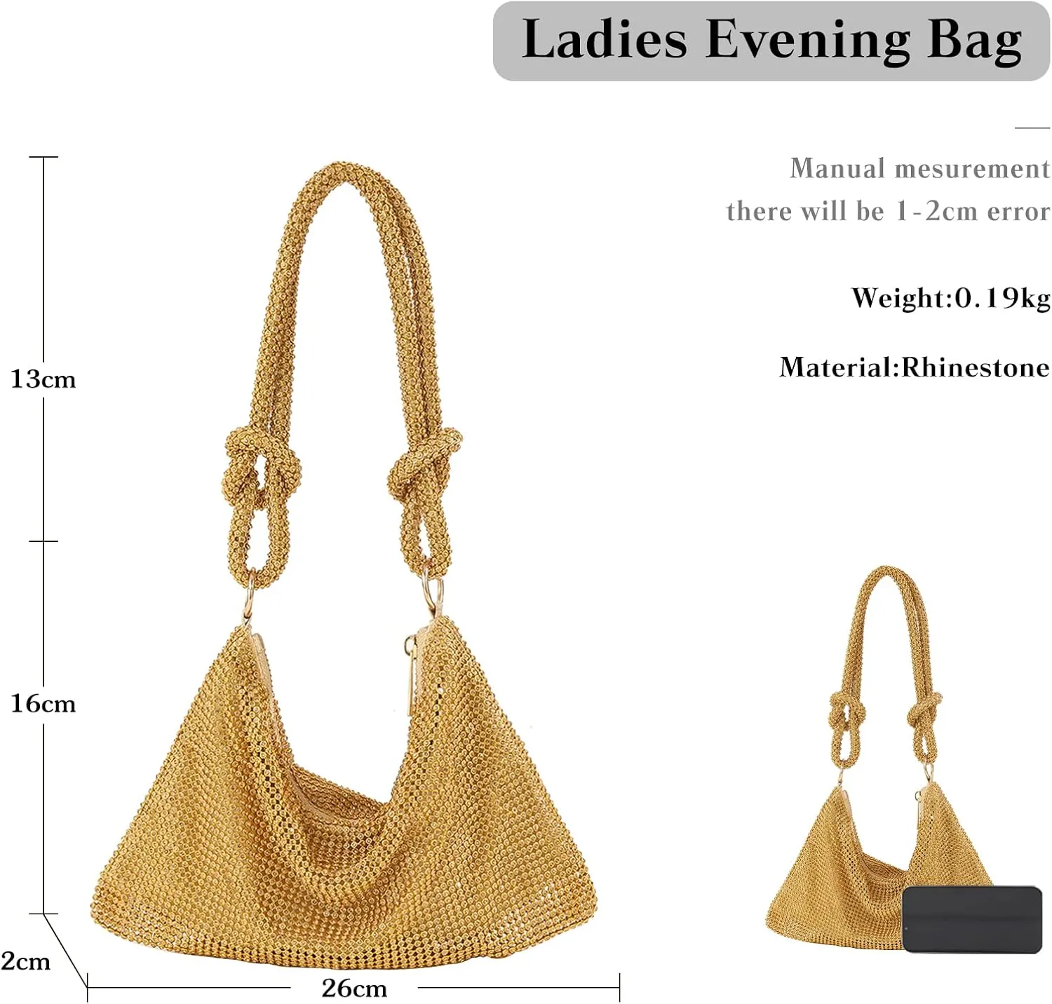 Women Rhinestone Evening Bag Crystal Clutch Bag Glitter Sparkly Handbag Wedding Purse