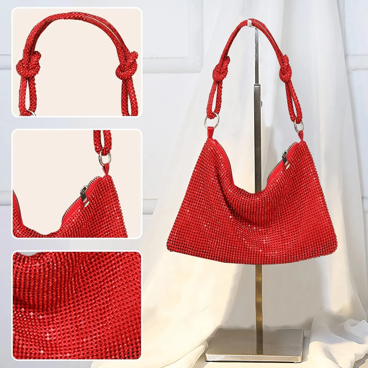 Women Rhinestone Evening Bag Crystal Clutch Bag Glitter Sparkly Handbag Wedding Purse