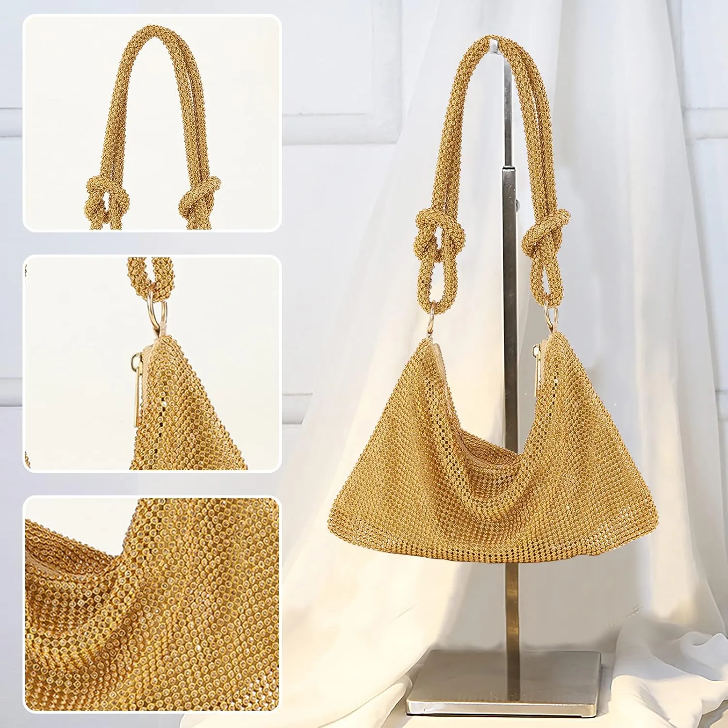Women Rhinestone Evening Bag Crystal Clutch Bag Glitter Sparkly Handbag Wedding Purse