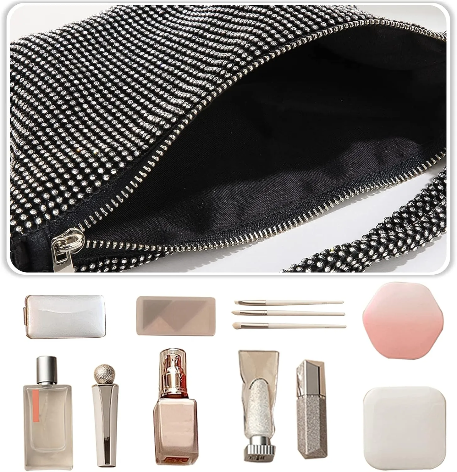 Women Rhinestone Evening Bag Crystal Clutch Bag Glitter Sparkly Handbag Wedding Purse