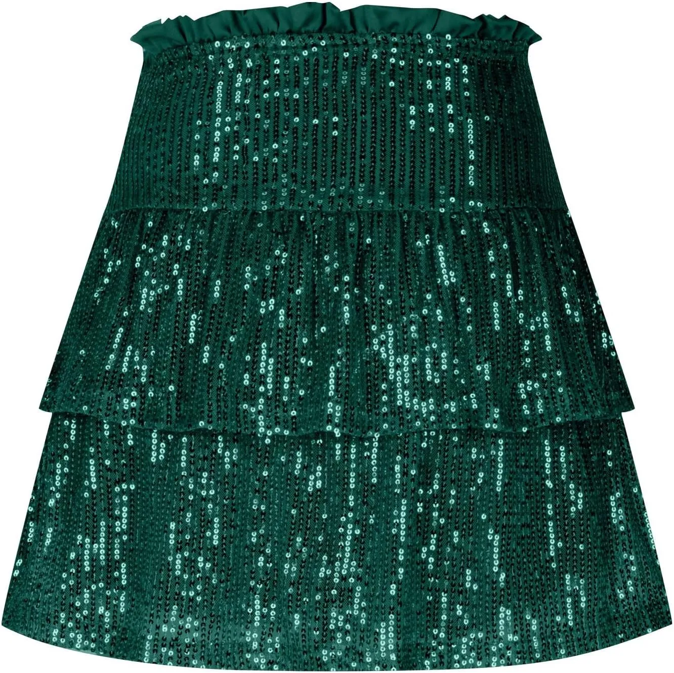 Women Sequin Skirt Sparkly Cute High Waist Ruffle Skirt Fashion 2025 Teen Girls Night Out Party Glitter Mini Skirt