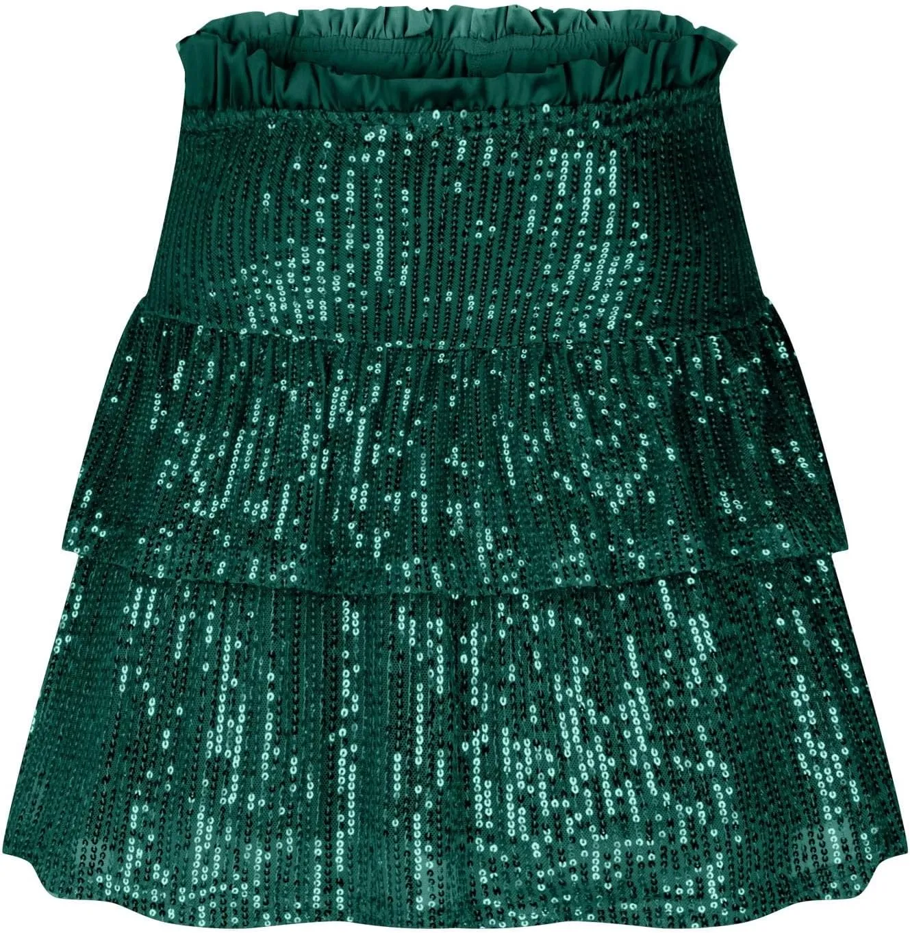 Women Sequin Skirt Sparkly Cute High Waist Ruffle Skirt Fashion 2025 Teen Girls Night Out Party Glitter Mini Skirt