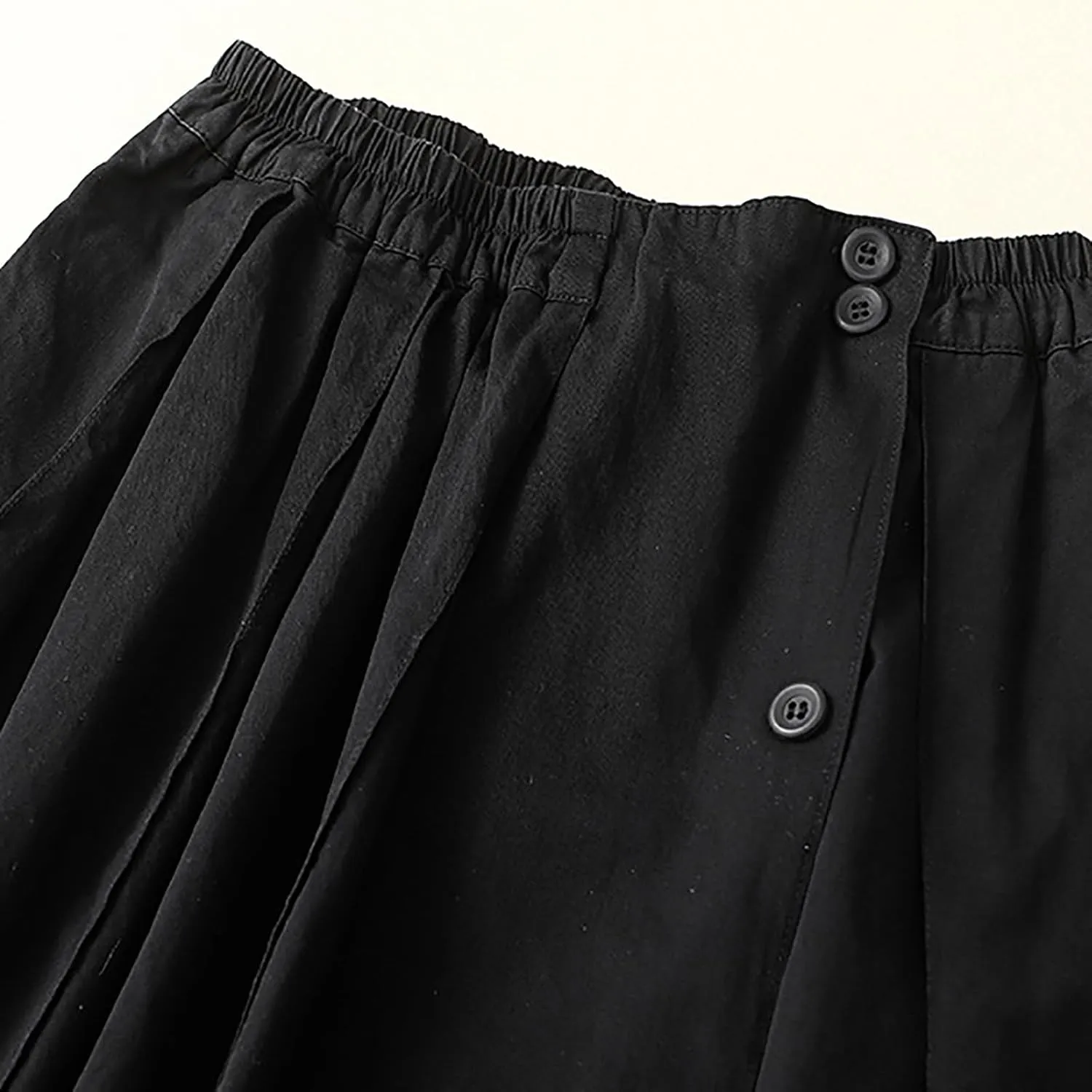 Women's 2024 Summer Fashion Elastic High Waist Midi Skirt Casual Vintage A-Line Pleated Split Button Skirts with Pockets