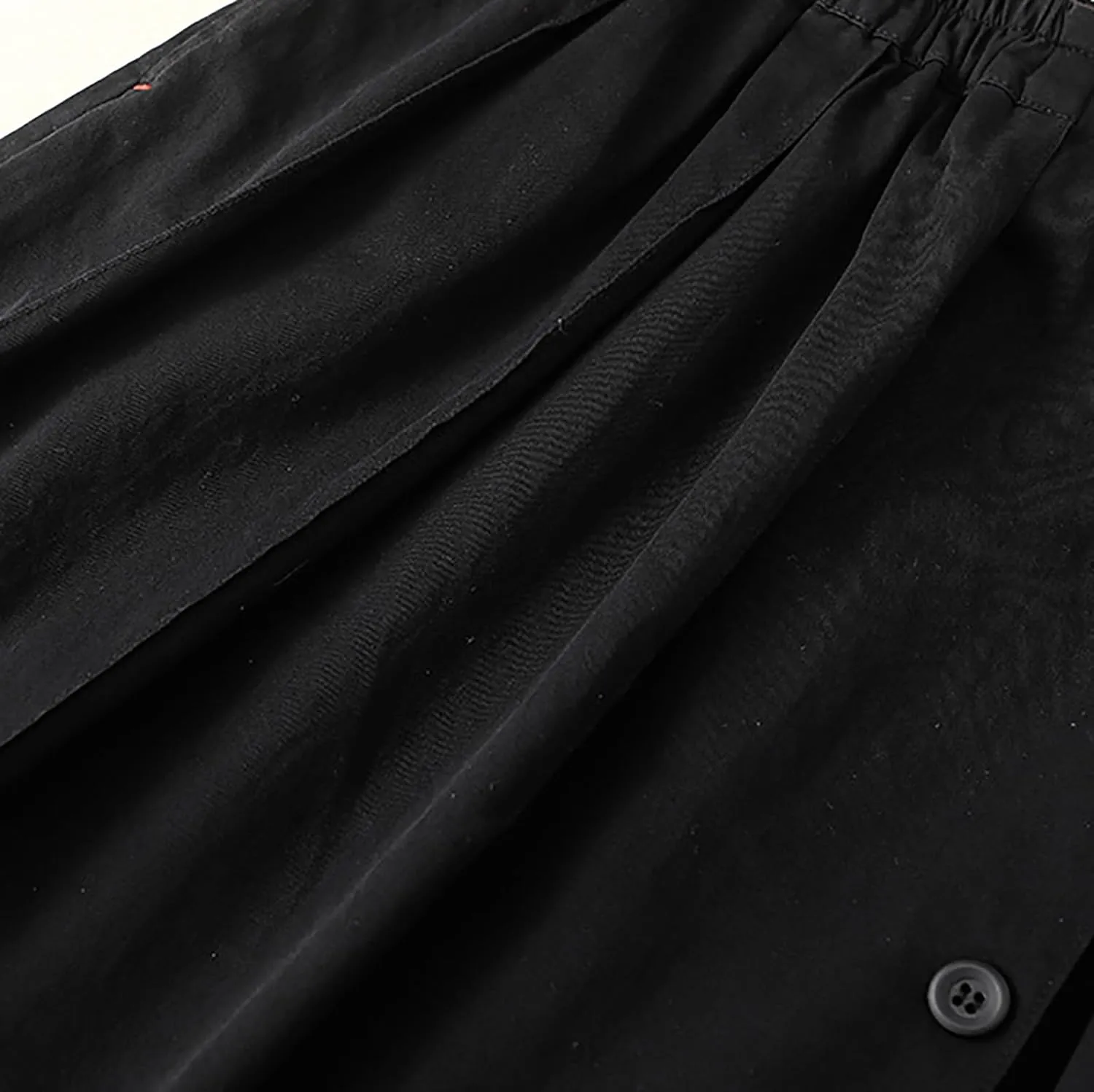 Women's 2024 Summer Fashion Elastic High Waist Midi Skirt Casual Vintage A-Line Pleated Split Button Skirts with Pockets
