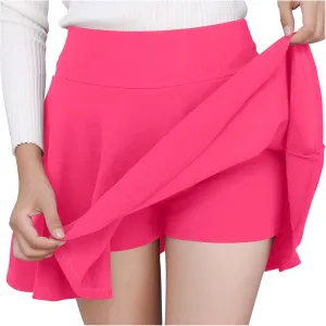 Women's Active Skort Athletic Stretchy Pleated Tennis Skirt Shorts Summer Causal Ruffle Sexy Mini Pencil Skirts