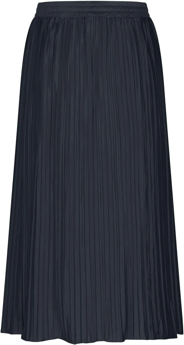 Women's Elastic High Waist Pleated A-Line Midi Skirts Dressy Casual Trendy Button Down Business Work Long Skirt