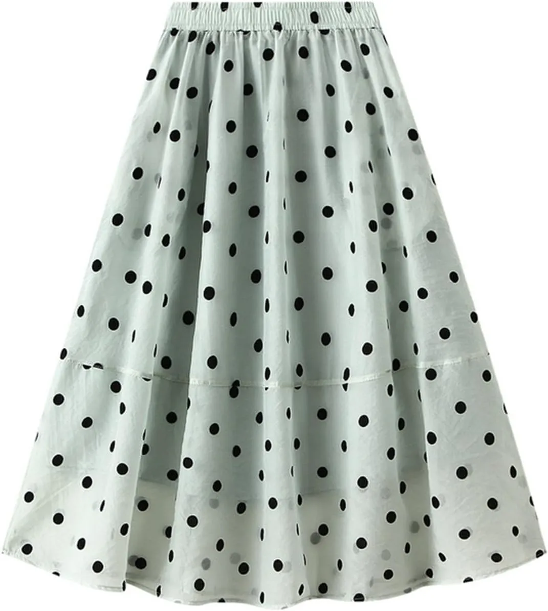 Womens Gauze Skirts Polka Dot Print A Line Swing Midi Skirt Summer Casual Boho Beach Skirts Resort Wear
