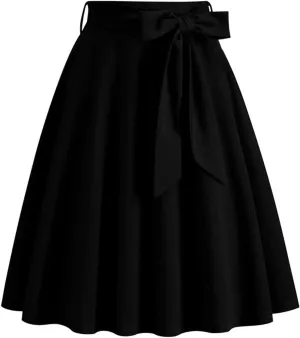 Women's High Waist A-Line Midi Skirt 2024 Fashion Pleated Flared Flowy Knee Length Skirt for Tennis Golf Business