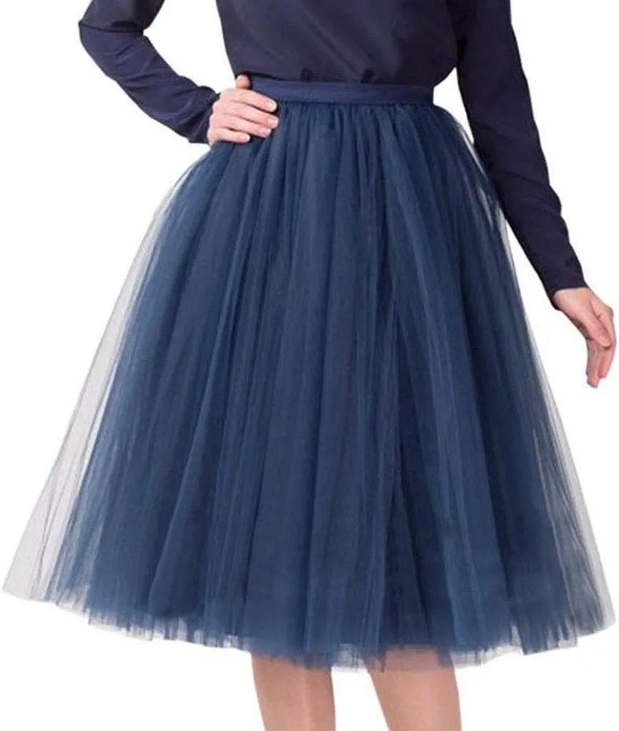 Womens Length Dancing Skirt Skirt Knee Adult High Pleated Skirt Midi Skirt Elastic Waist