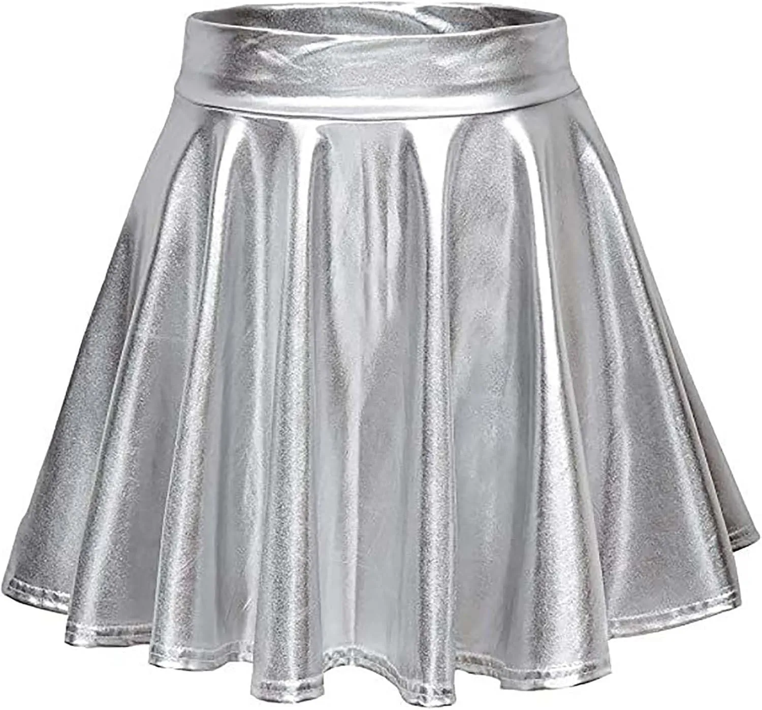Women's Sexy Faux Leather Pleated Mini Skirt, High Waisted Stage Performance Party Skirt, Outdoor Skate Skirts