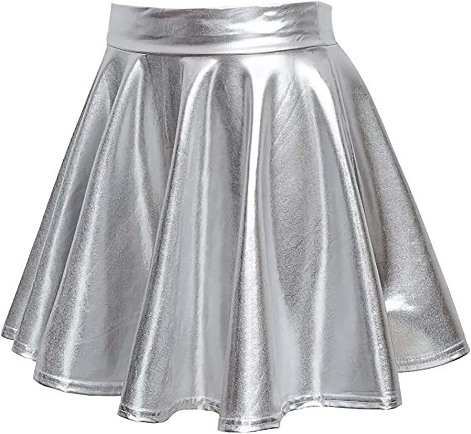 Women's Sexy Faux Leather Pleated Mini Skirt, High Waisted Stage Performance Party Skirt, Outdoor Skate Skirts