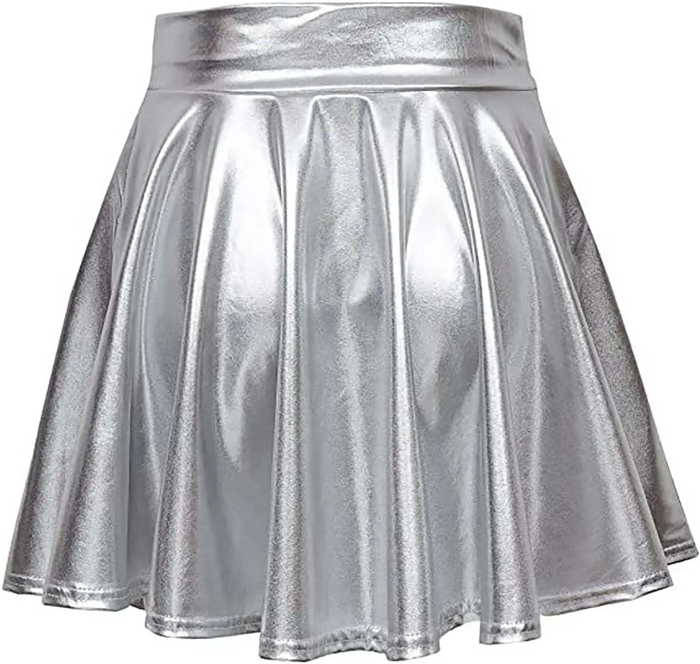 Women's Sexy Faux Leather Pleated Mini Skirt, High Waisted Stage Performance Party Skirt, Outdoor Skate Skirts