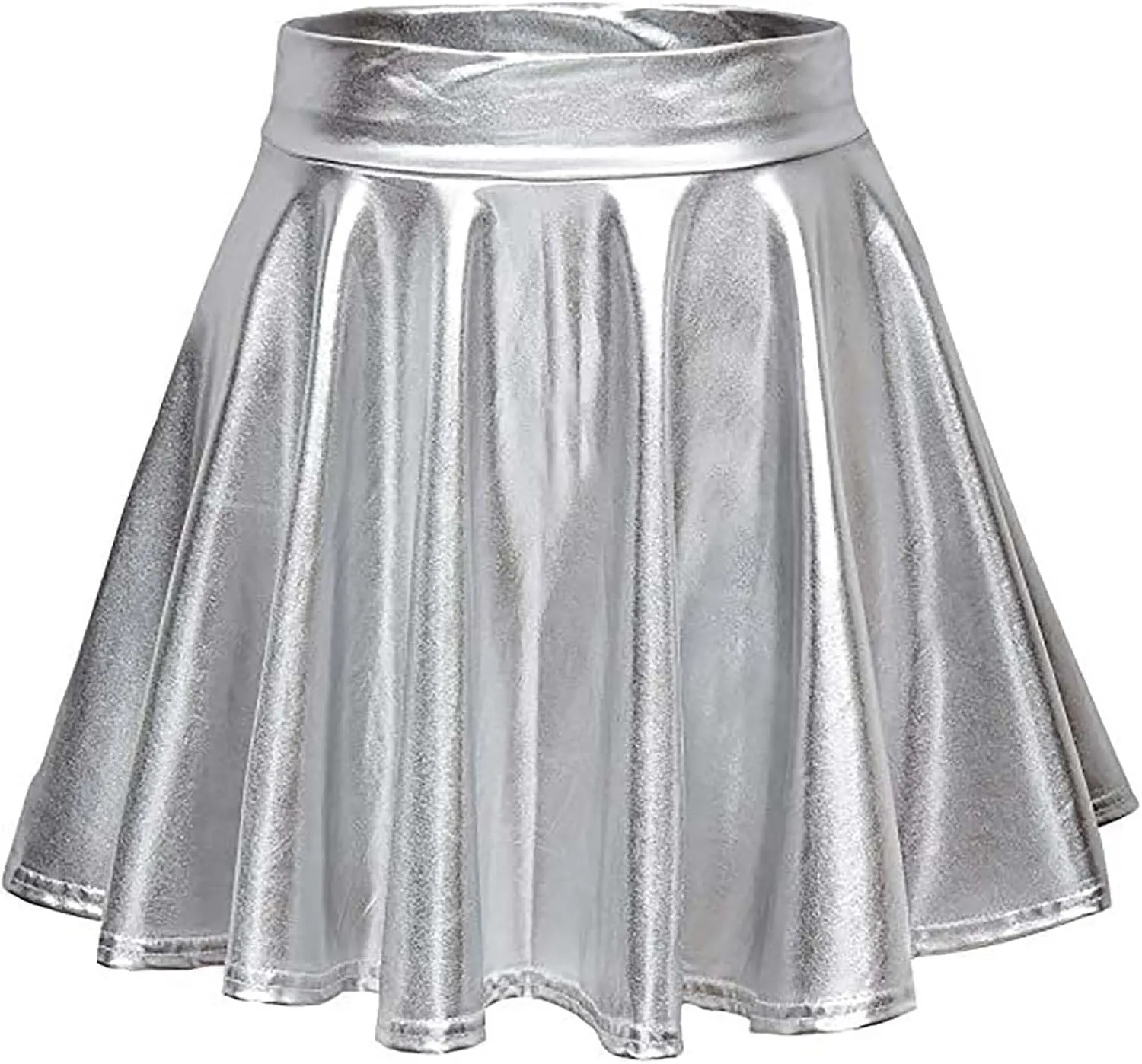 Women's Sexy Faux Leather Pleated Mini Skirt, High Waisted Stage Performance Party Skirt, Outdoor Skate Skirts