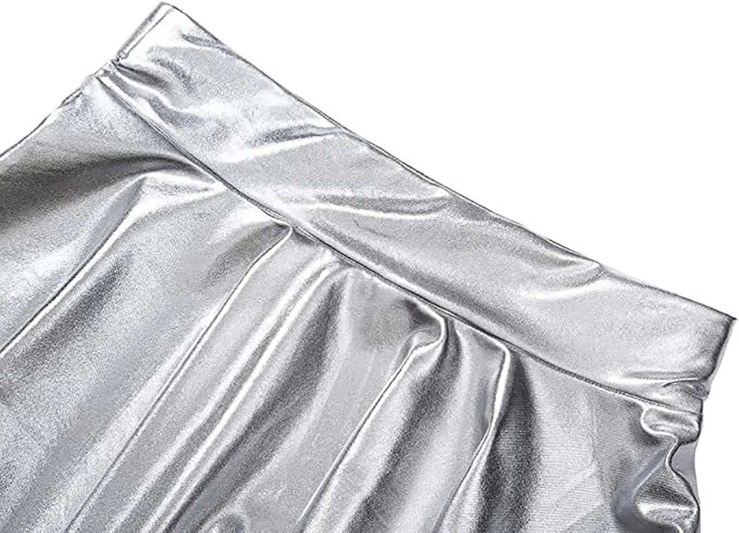 Women's Sexy Faux Leather Pleated Mini Skirt, High Waisted Stage Performance Party Skirt, Outdoor Skate Skirts