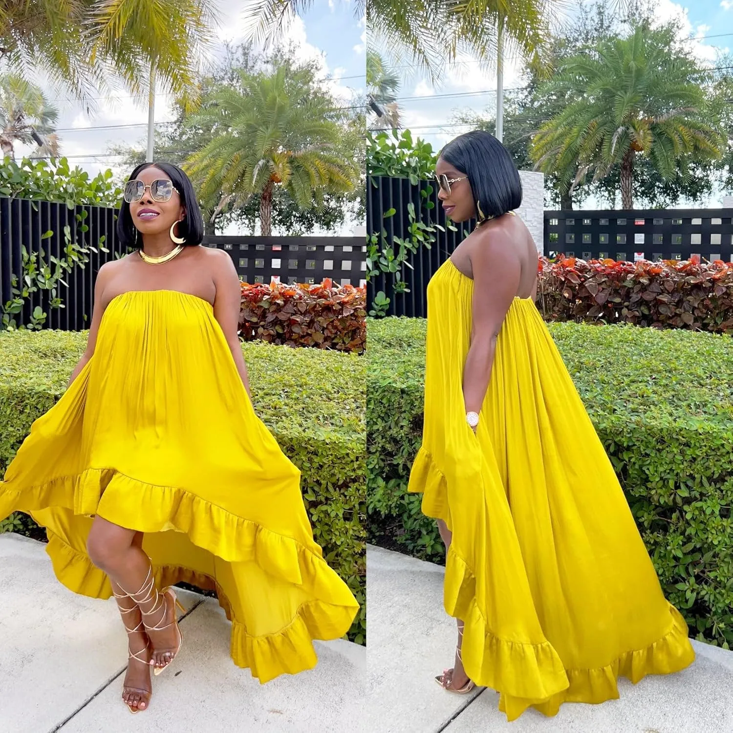 Womens Sexy Summer Dresses Halter Neck Plus Size Long Maxi Dress Casual Floral Beach Sun Dresses with Pockets